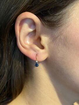 Pırlantalı Safir Küpe