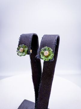 Pırlantalı Peridot Küpe