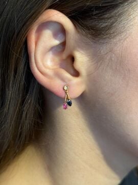 Pırlantalı Safir Küpe