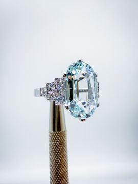 Pırlantalı Aquamarine Yüzük