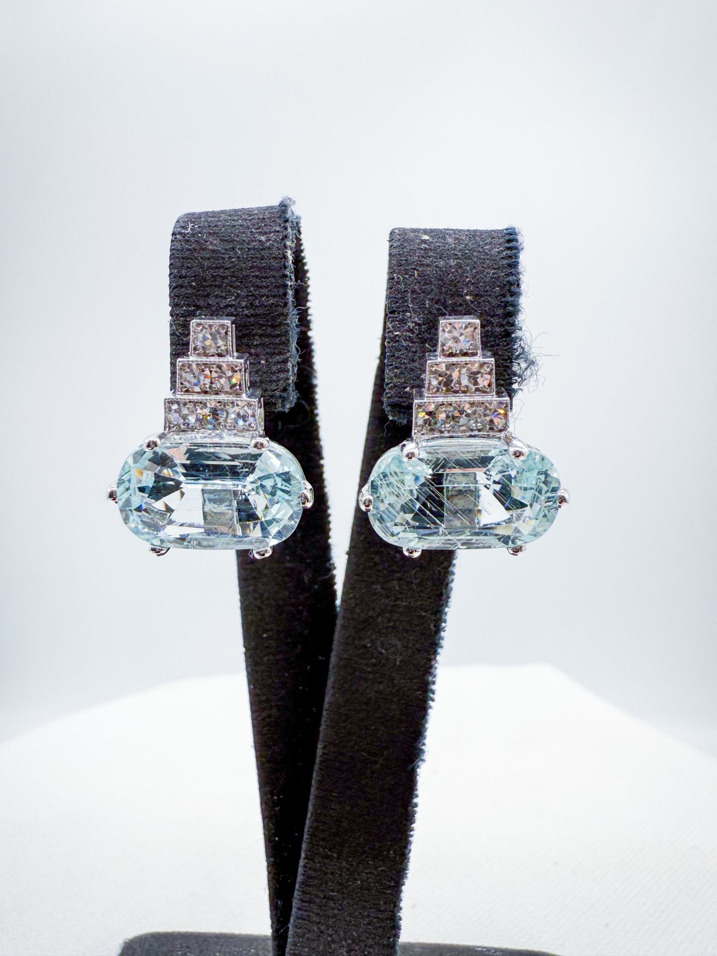 Pırlantalı Aquamarine Küpe