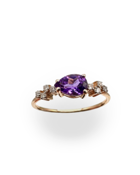 Flora Pırlantalı Ametist Yüzük