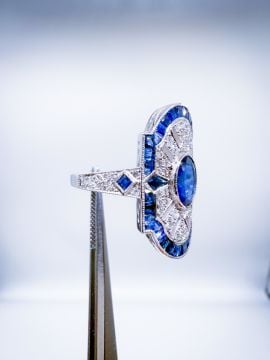 Pırlantalı Safir Yüzük