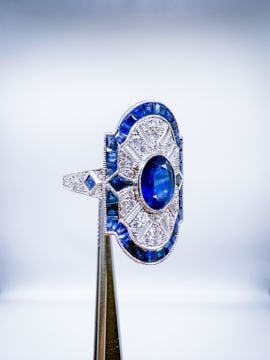 Pırlantalı Safir Yüzük