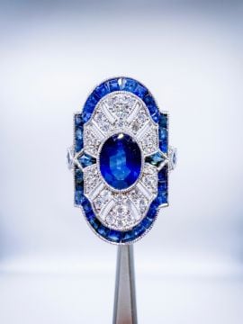 Pırlantalı Safir Yüzük