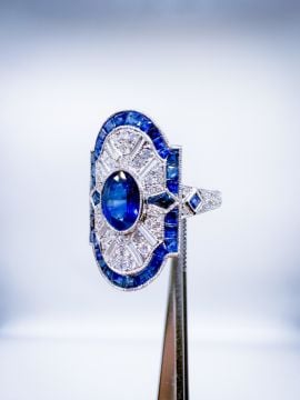Pırlantalı Safir Yüzük