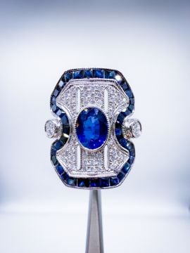 Pırlantalı Safir Yüzük