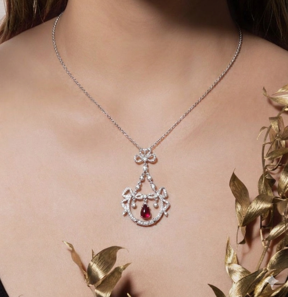 Juliet Pırlantalı Yakut Kolye